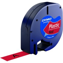Schriftbandkassette LetraTag®, 12mm breit, 4m lang, laminiert nein, rot