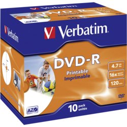 DVD-R Printable, mehrfach beschreibbar nein, Inhalt der Packung 10 Stück, 16