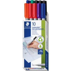 Lumocolor® non-permanent Faserschreiber F, Faltschachtel mit 10 Farben