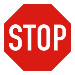 Selbstklebendes Hinweisschild, Form achteckig, Motiv-Druck STOP, rot/weiß