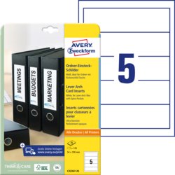Ordner-Einsteck-Schilder, für alle A4 Drucker, kurz/breit, AVERY Zweckform®