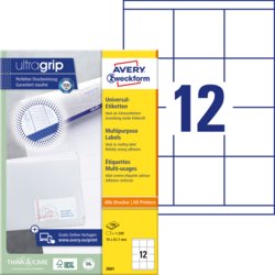 Universal-Etikett, ultragrip, 70 mm breit, A4, 1200 Etiketten in Packung, weiß
