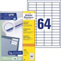 Universal-Etikett, ultragrip, 48,5 breit, umlaufender Rand, A4, weiß