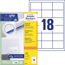 Universal-Etikett, ultragrip, 64 mm breit, umlaufender Rand, A4, weiß