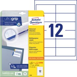 Universal-Etikett ultragrip + 5 BLatt extra, AVERY Zweckform®