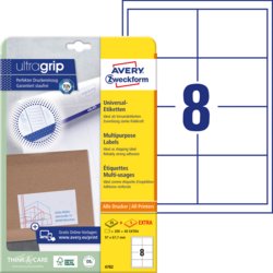 Universal-Etikett ultragrip + 5 BLatt extra, AVERY Zweckform®