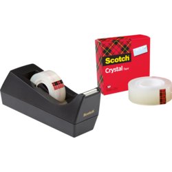 Tischabroller C38 inkl. 1 Rolle Scotch® Crystal Klebeband, gefüllt ja, schwarz