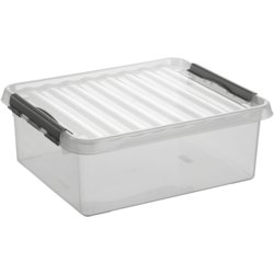 Kunststoff-Box "the q-line", mit Deckel, 500mm breit, Tiefe 400mm, transparent