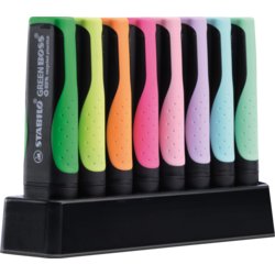 Textmarker STABILO® GREEN BOSS® Tischset, Schaft schwarz mit Schreibfarbe