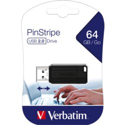 USB 2.0 Stick PinStripe, Speicher 64, 5, 21mm breit, Tiefe 9.22mm, schwarz