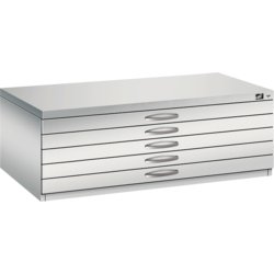 Flachablageschrank, für Format A1, 5 Schubfächer, lichtgrau RAL 7035