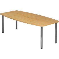 Konferenztisch Meeting KT22, Form der Platte Bootsform, 2200mm breit, ahorn