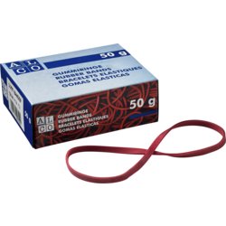 Gummibänder breit und stark, Inhalt 50g, 4mm breit, 150mm lang, rot