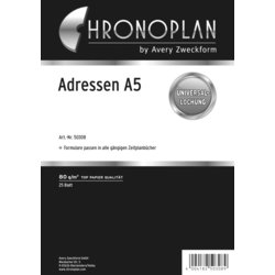 Formblatt DIN A5, für (Marke/Art.-Nr.) Chronoplan A5, Lochung 6-fach, weiß