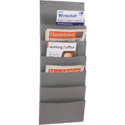 Wandsortierer PP-Planboard, 6 Fächer, für Format A4 quer, 900mm hoch, grau