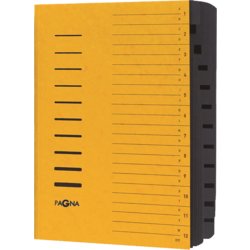 Ordnungsmappe, für Format A4, Tabe A-Z, 12 Fächer, 245mm breit, gelb