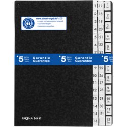 Pultordner, für Format A4, 44 Fächer, 3 Sichtlöcher, 265mm breit, schwarz