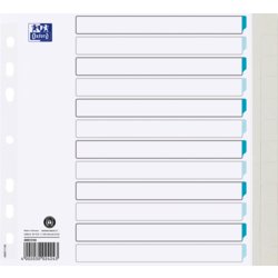 Register blanko, Tauenpapier, hellgrau, für Format A4, teildeckend, 12 Blatt
