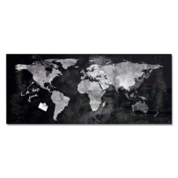 Glas-Magnetboard-Artverum, Tafelbreite 130cm, Tafelhöhe 55cm, World-Map
