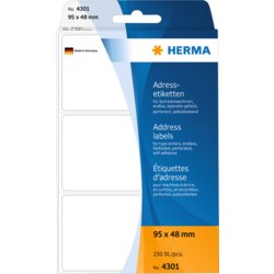 Adressetikett endlos, gefalzt, Etikettenbreite 95mm, Etikettenhöhe 48mm, weiß