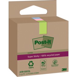 Super Sticky Recycling Notes, farbig, Post-it® Super Sticky Recycling Notes
