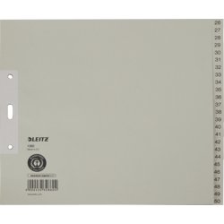 Zahlenregister, Papier, für Format A4+ halbe Höhe, Tabe 26-50, grau