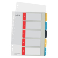 Zahlenregister Cosy, PC-beschriftbar, für Format A4+, Tabe 1 - 5, farbig