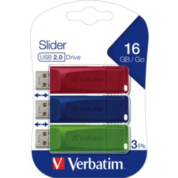 USB 2.0 Slider 3x 16GB, Verbatim