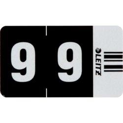 Orgacolor® Ziffern-Signale auf Streifen, 30mm breit, 23mm hoch, "9", schwarz