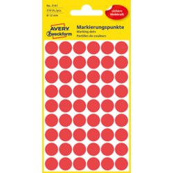 Markierungspunkt, farbig, 12mm ø, Etiketten pro Blatt 54, rot