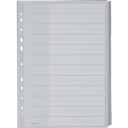 Blanko-Register aus PP, für Format A4, für Prospekthüllen, 12 Blatt, grau