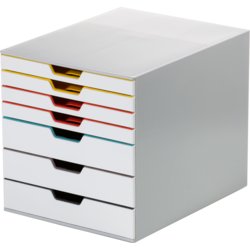 Schubladenbox VARICOLOR® MIX, für Format A4, 7 Schubfächer, hellgrau