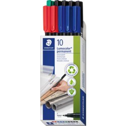 Lumocolor® 318 permanent Faserschreiber F, Faltschachtel mit 10 Farben