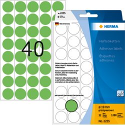 Rundes Vielzwecketikett/Farbpunkt, 19 mm Ø, Etiketten pro Blatt 40, grün