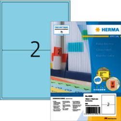Etikett farbig, permanent haftend, mit Rand / Eckenabrundung, A4, blau