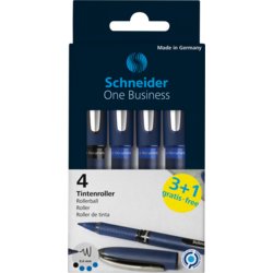 Tintenroller One Business 3+1 Vorteilspack, Schaft tiefblau, 3x blau, 1x schwarz