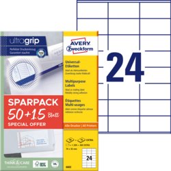 Universal Etikett 50 + 15 Blatt, Online Porto, AVERY Zweckform®