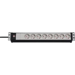 Steckdosenleiste Premium-Line 19 Zoll, Steckdosen 8, 3m lang, grau/schwarz