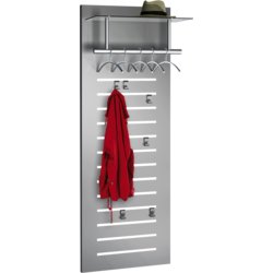 Wandgarderobe TEC-ART, 6 Haken, 170cm hoch, Tiefe 33cm, Ablage Ja, silber