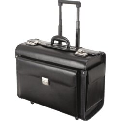 Pilotenkoffer-Trolley SILVANA, 490mm breit, Tiefe 250mm, 400mm hoch, schwarz