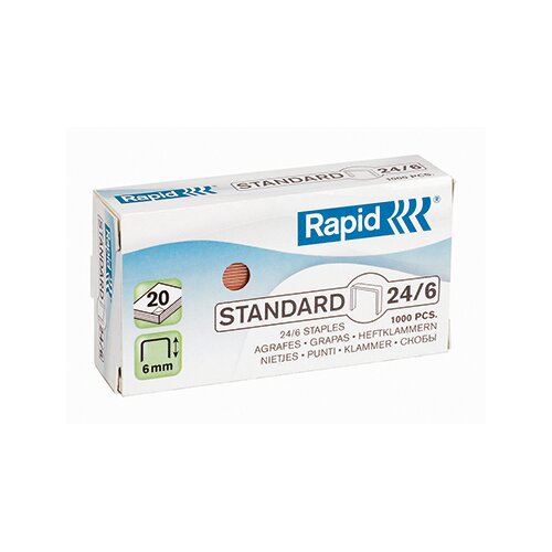Rapid Heftklammer Standard 24/6 Stahl, verkupfert