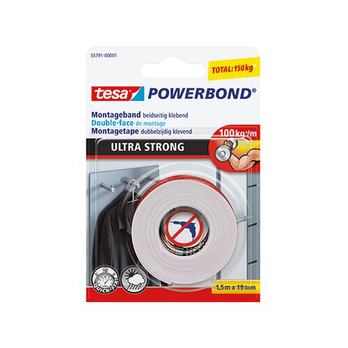 tesa® Montageklebeband Powerbond® Ultra Strong 19 mm x 1,5 m (B x L)