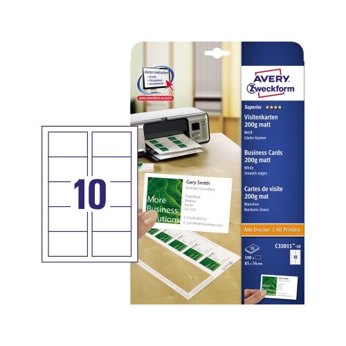 Avery Zweckform Visitenkarte Superior 85 x 54 mm (B x H) 100 St./Pack.