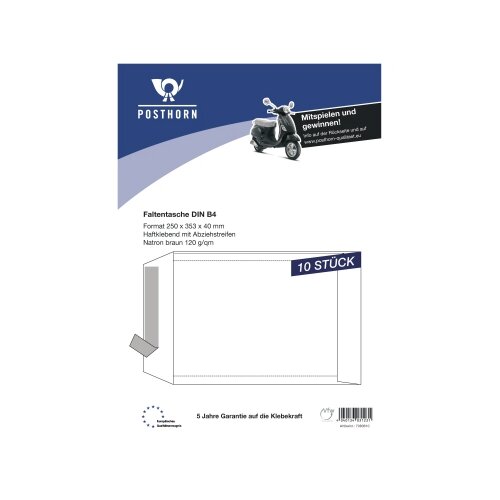 POSTHORN Faltentasche DIN B4 ohne Fenster 10 St./Pack.