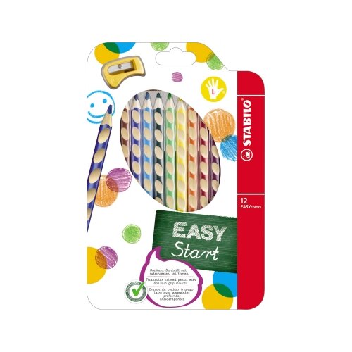 STABILO® Buntstift EASYcolors Linkshänder inkl. Spitzer 12 St./Pack.