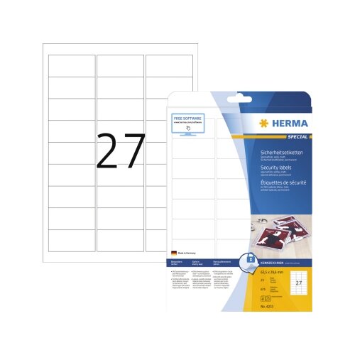 HERMA Sicherheitsetikett 63,5 x 29,6 mm (B x H)