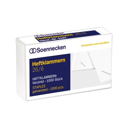 Soennecken Heftklammer 26/6 Stahl, verzinkt