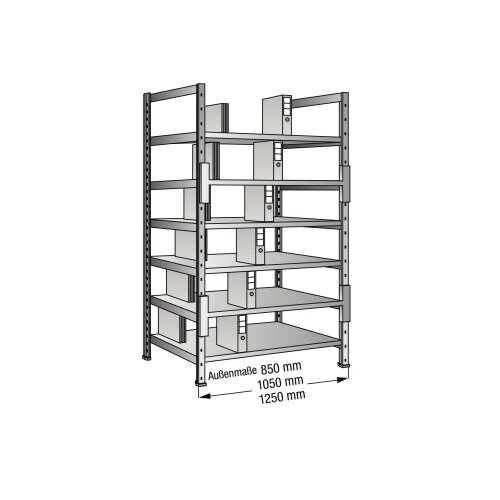 SCHOLZ Grundregal verzinkt beidseitig verwendbar 1.200 x 2.280 x 600 mm (B x H x T)