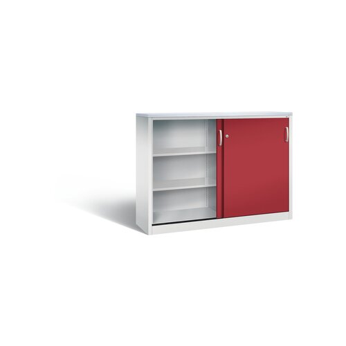 C+P Schiebetürenschrank Acurado 2 x 3 Ordnerhöhen 1.600 x 1.200 x 400 mm (B x H x T) lichtgrau