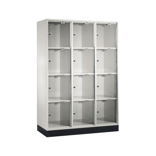 C+P Schließfachschrank Intro XL Acrylglas 1.220 x 1.750 x 500 mm (B x H x T) 3 Abteile 12 x 2 Schlüssel 67,72 kg